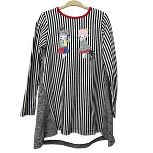 Deux par Deux Tunic Dress Girls Stripe Mix Telephone Colorful Artsy A-Line 5 EUC